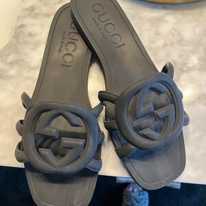 Gucci Women's Dark Gray Slide Sandals